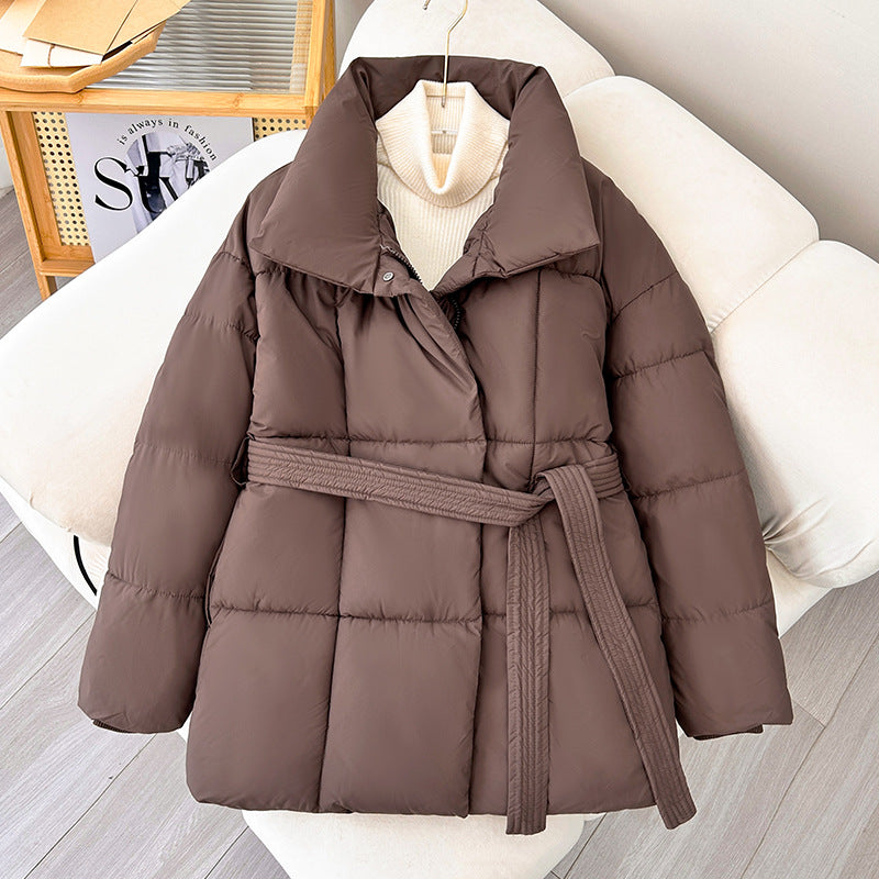 Parka Courte Col Montant à Taille Nouée