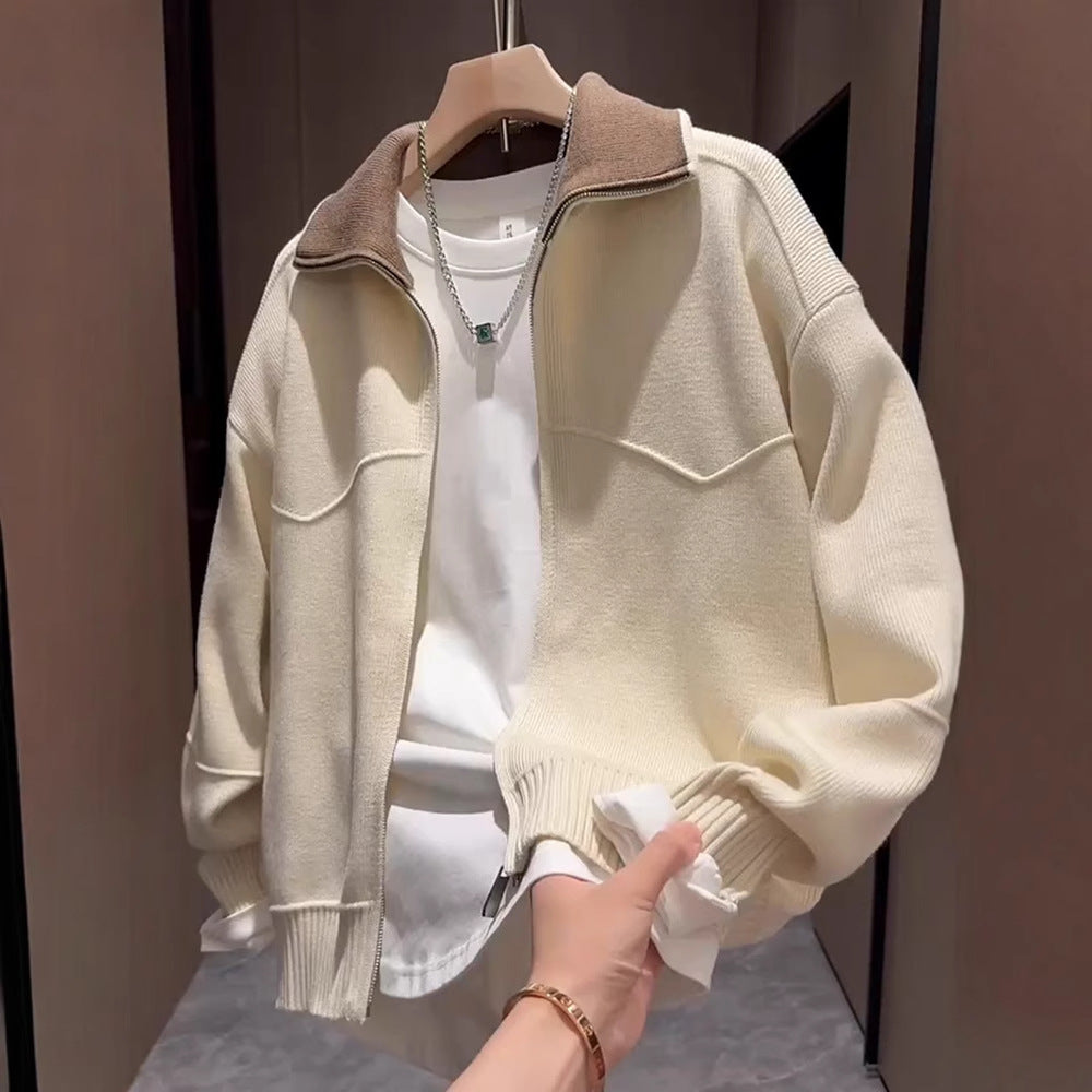 Cardigan en Maille à Col Rabattu Homme