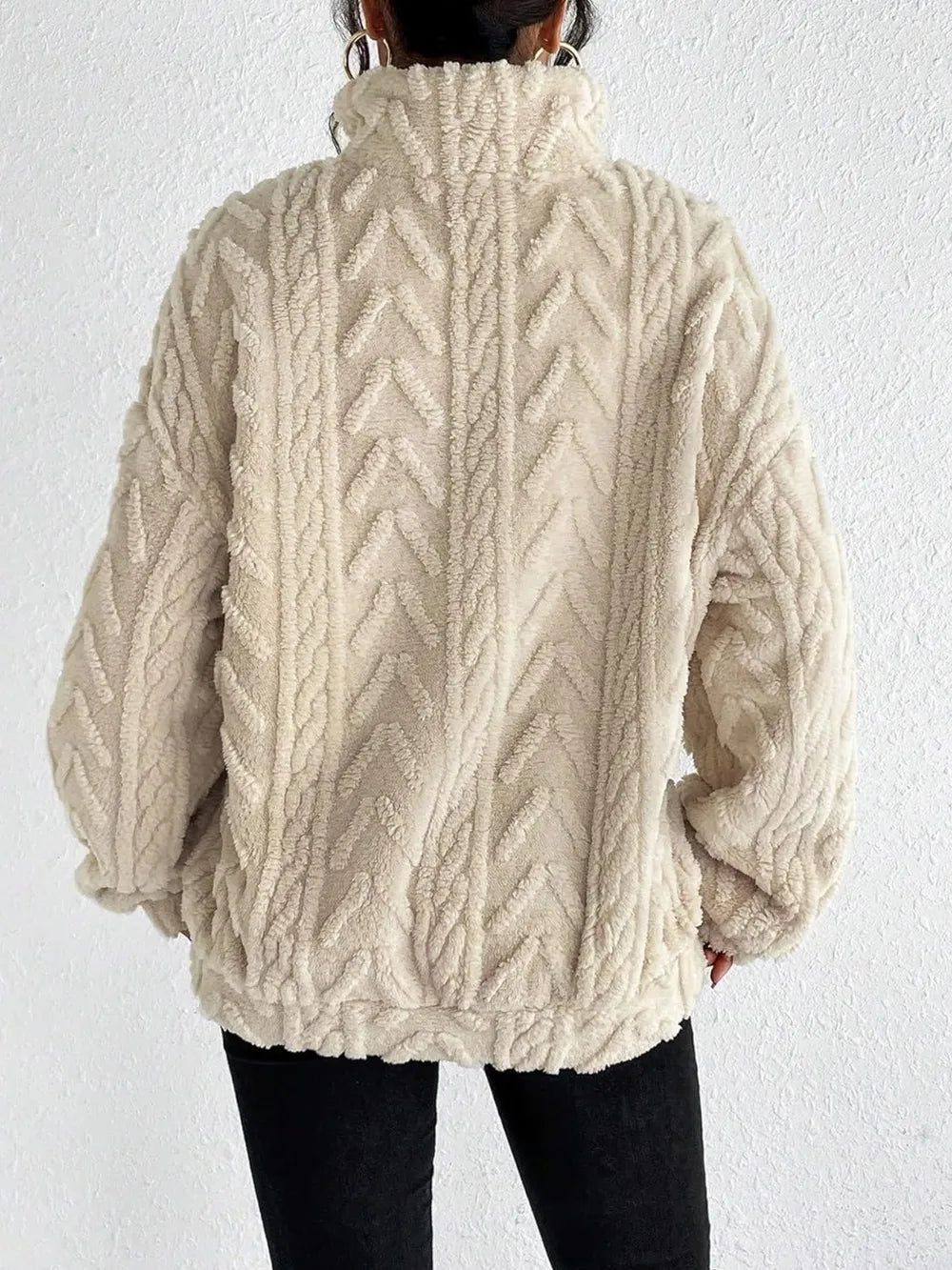 Sweat Duveteux Col Zippé – Camel