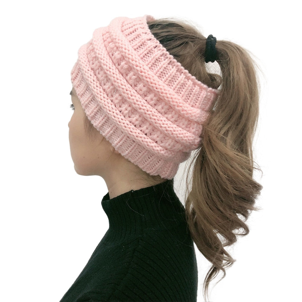 Bonnet Queue-de-Cheval en Maille Extensible Femme