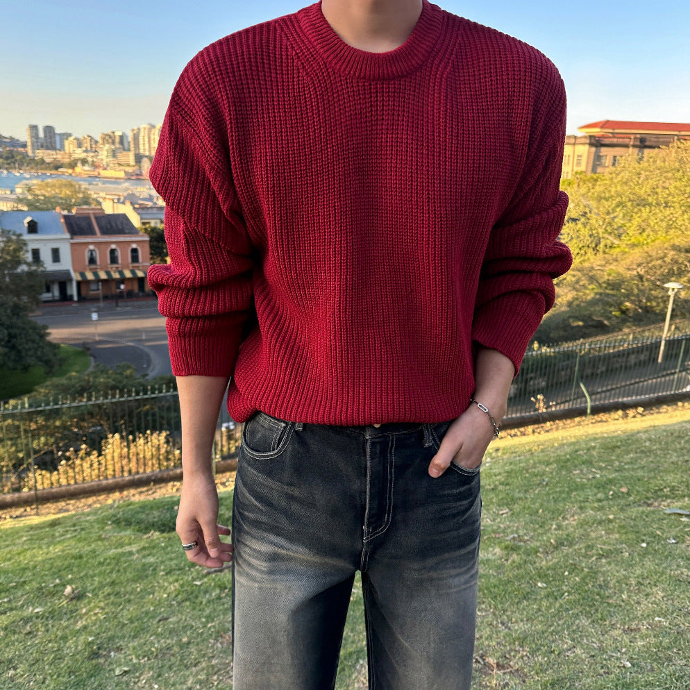 Pull Col Rond en Maille Coupe Ample Homme