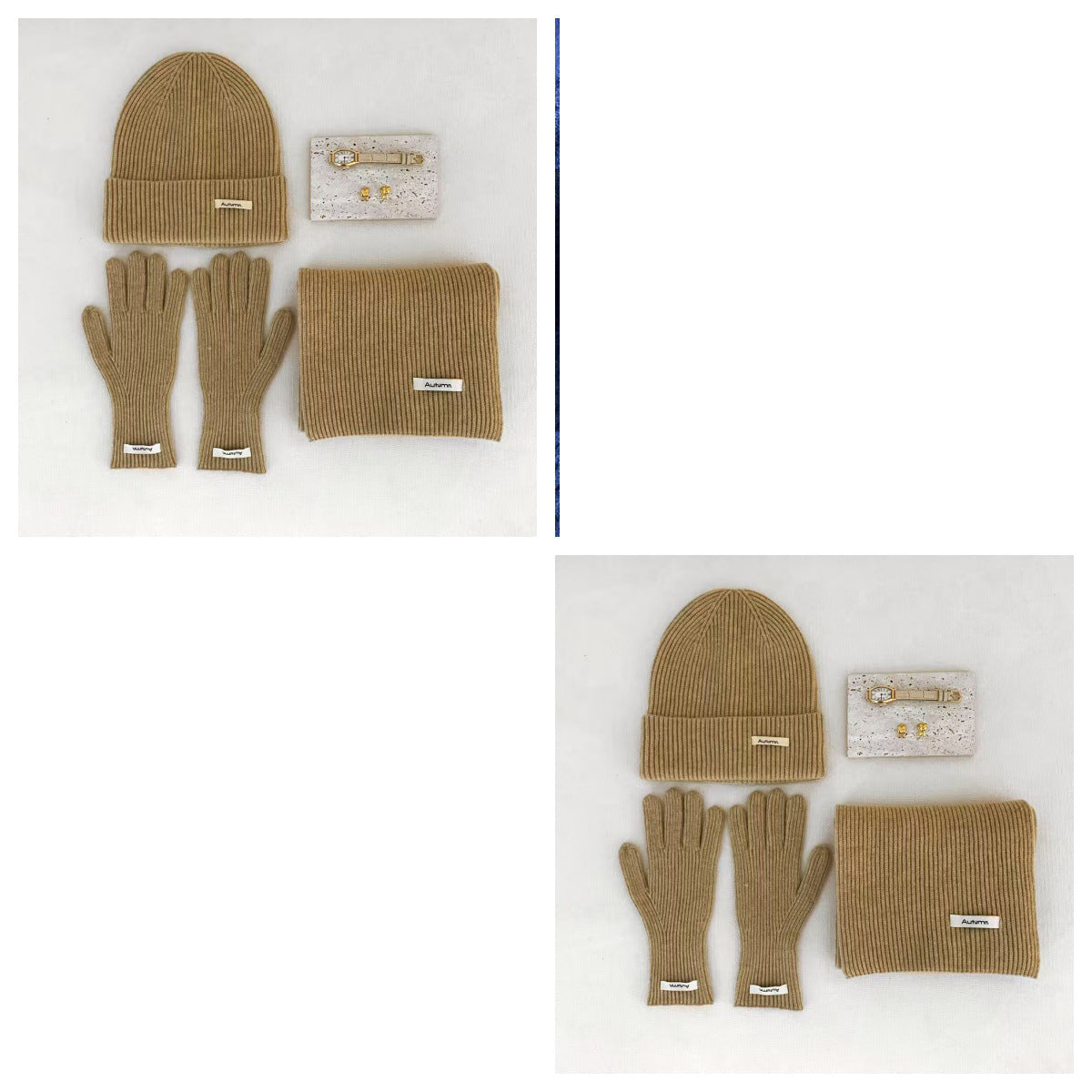 Ensemble Bonnet, Écharpe & Gants en Maille