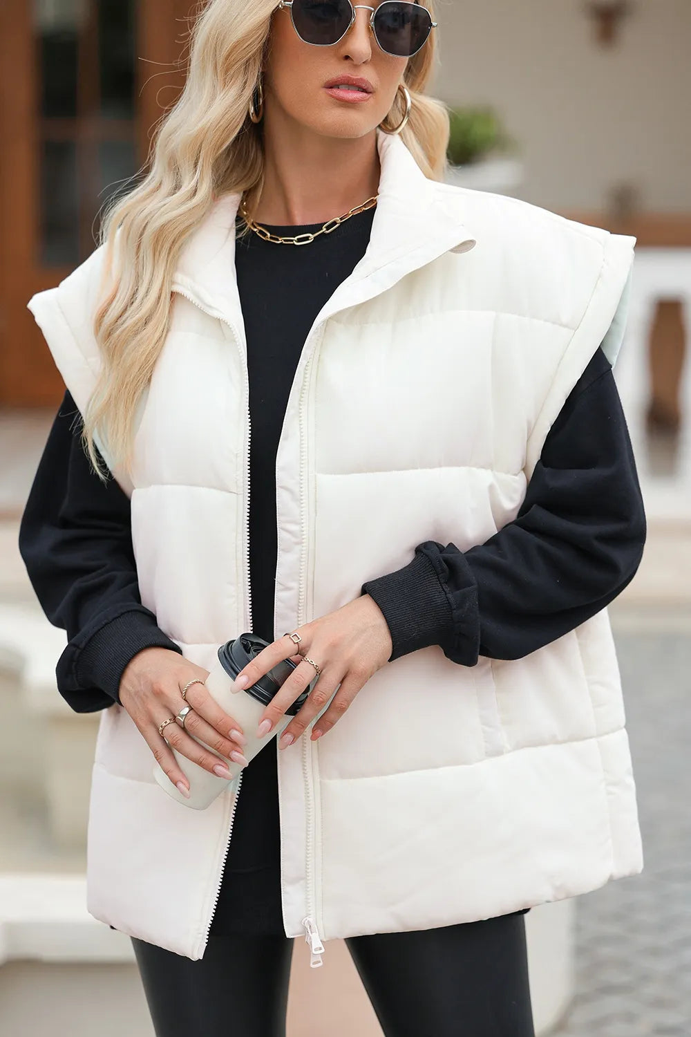 Gilet Matelassé Zippé à Poches