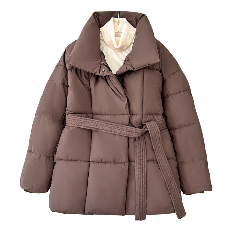 Parka Courte Col Montant à Taille Nouée