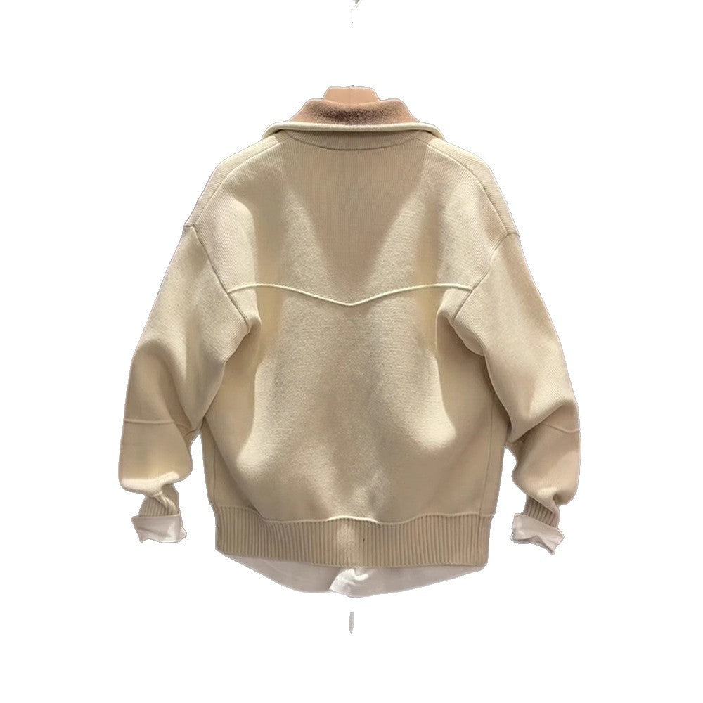 Cardigan en Maille à Col Rabattu Homme