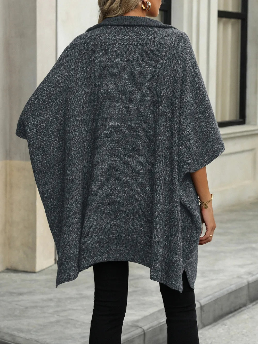 Pull Col Zippé Manches Mi-Longues Fendu