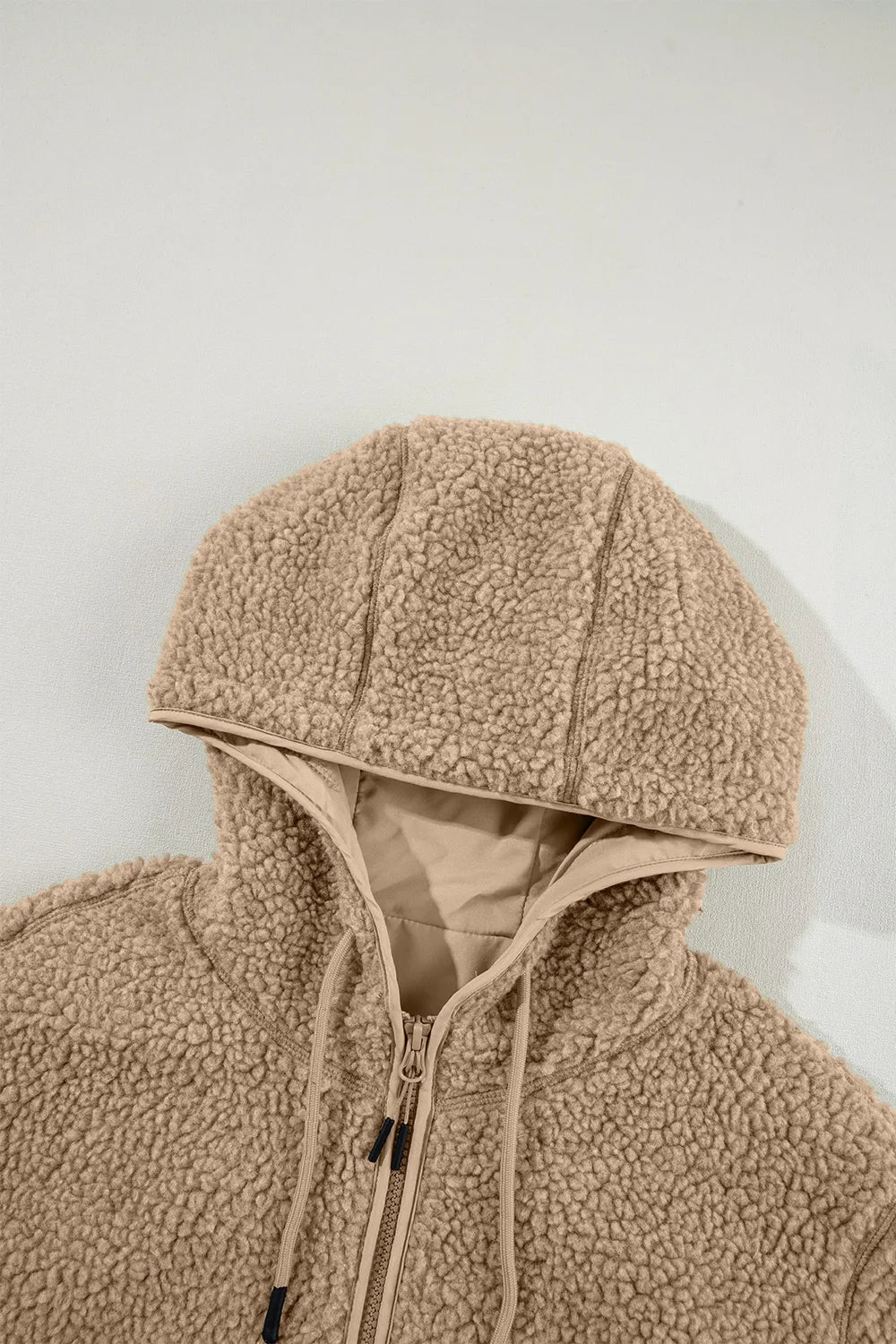 Veste Zippée en Polaire Bouclée à Capuche