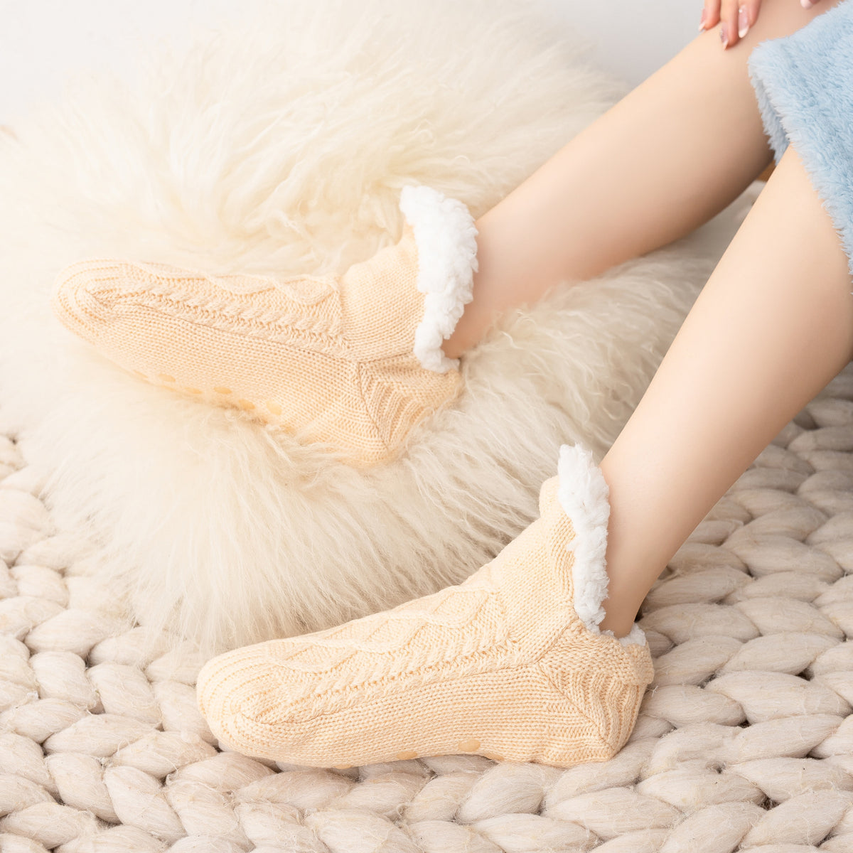 Chaussettes d'Intérieur Polaires Antidérapantes