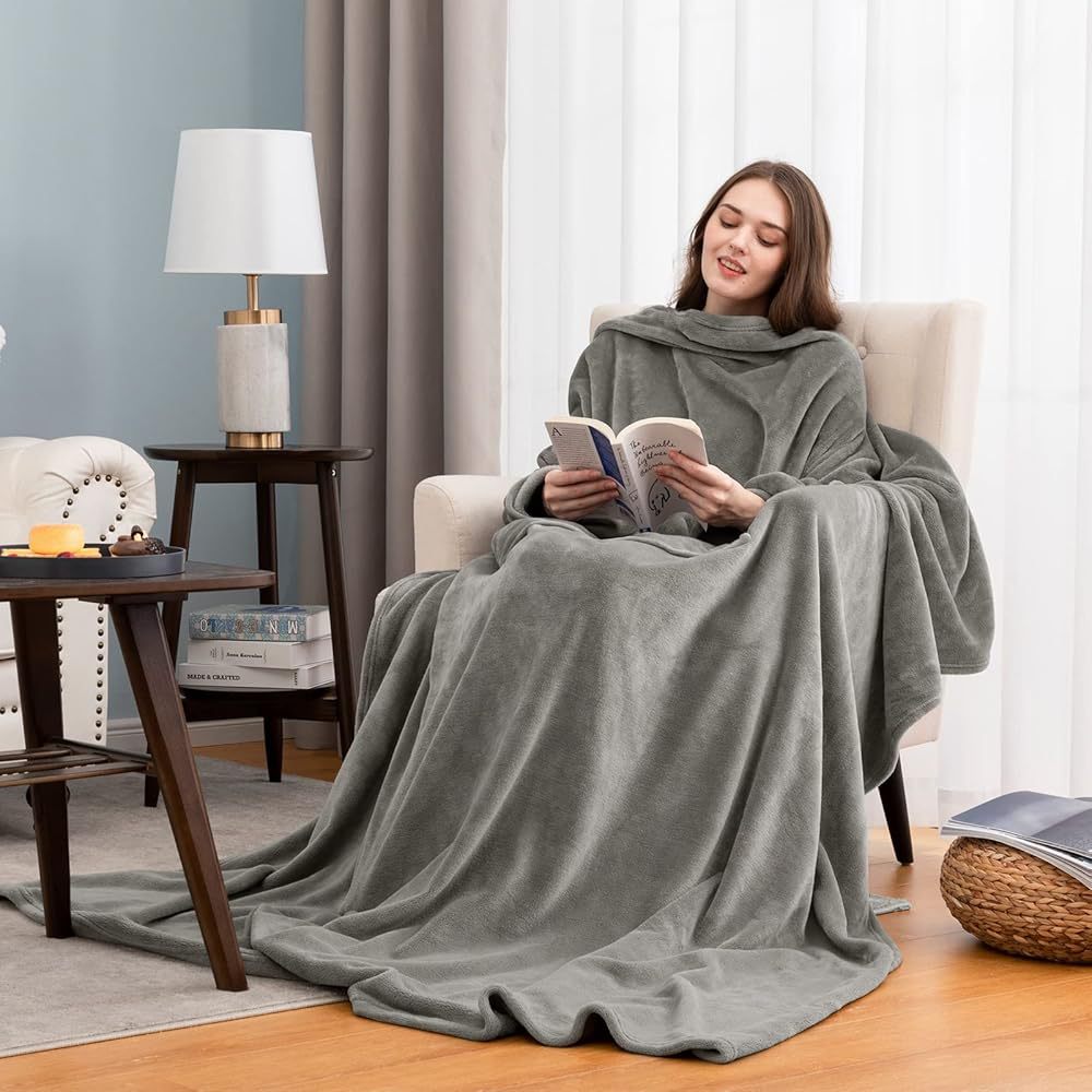 Cape-Plaid à Capuche Sherpa – 127 × 177 cm