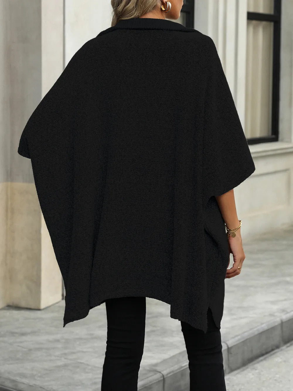 Pull Col Zippé Manches Mi-Longues Fendu
