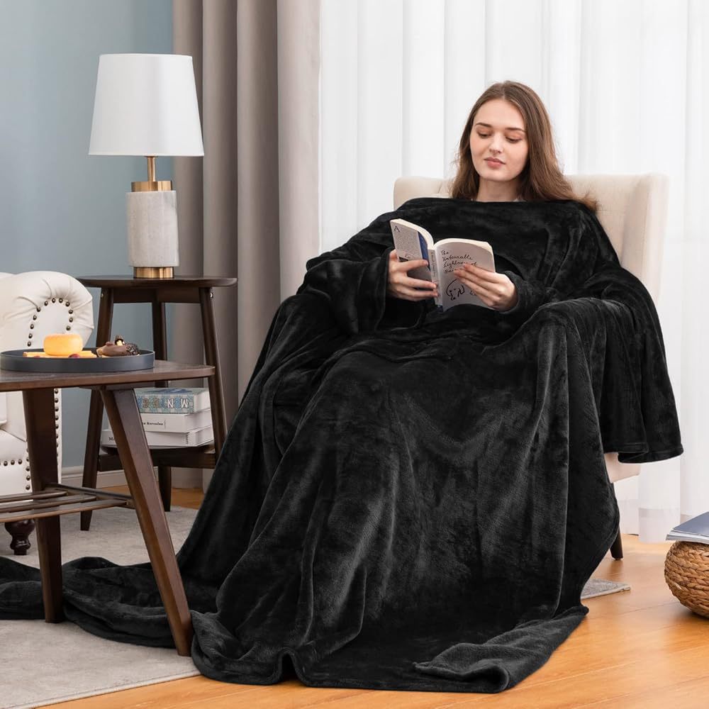 Cape-Plaid à Capuche Sherpa – 127 × 177 cm