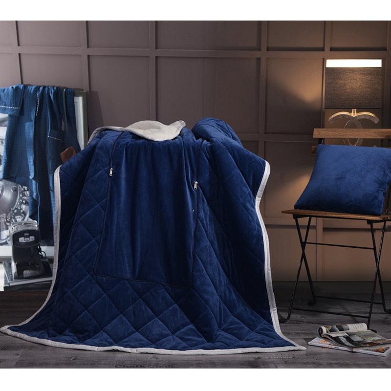 Coussin-Plaid 2 en 1 en Flanelle