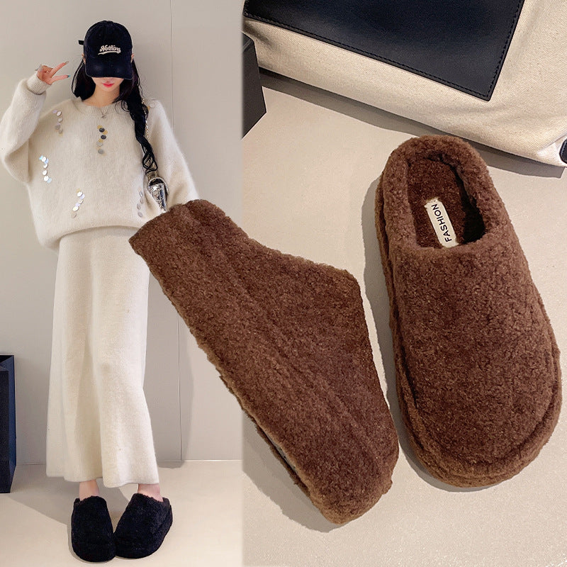 Mules d'Intérieur en Velours Fourrées