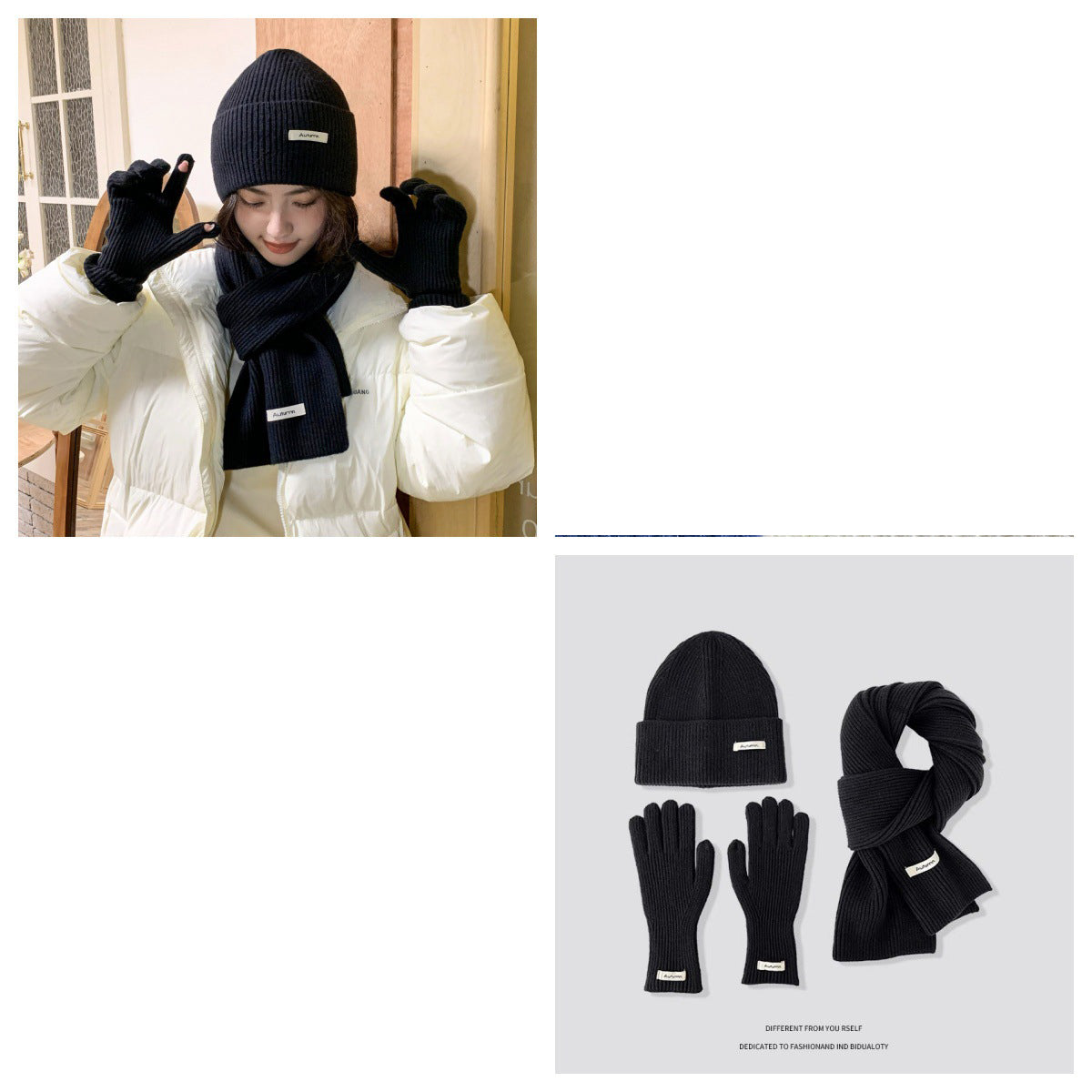 Ensemble Bonnet, Écharpe & Gants en Maille