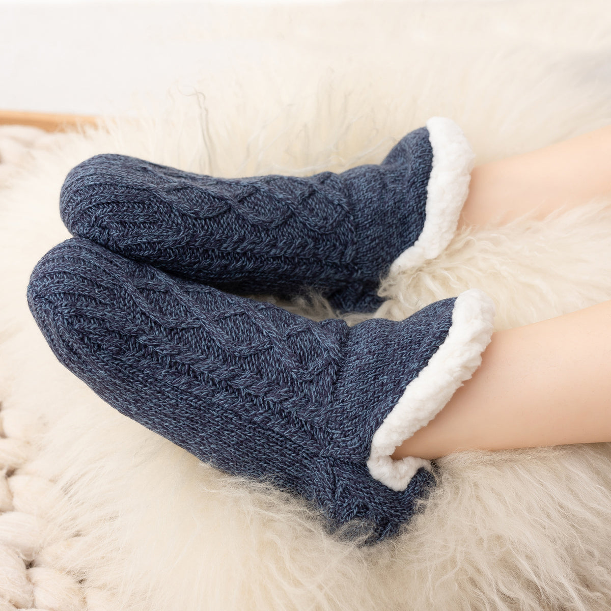 Chaussettes d'Intérieur Polaires Antidérapantes