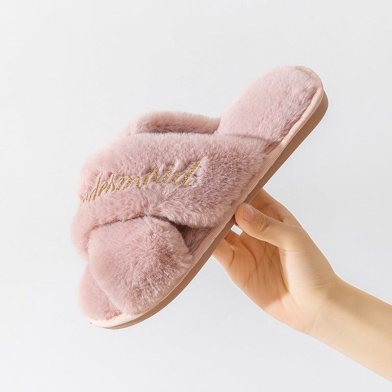 Chaussons Croisés en Fourrure Douce