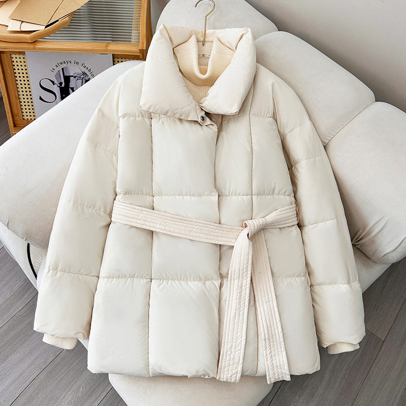 Parka Courte Col Montant à Taille Nouée