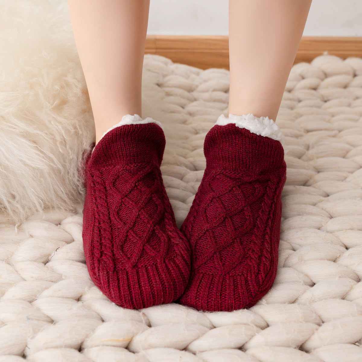 Chaussettes d'Intérieur Polaires Antidérapantes