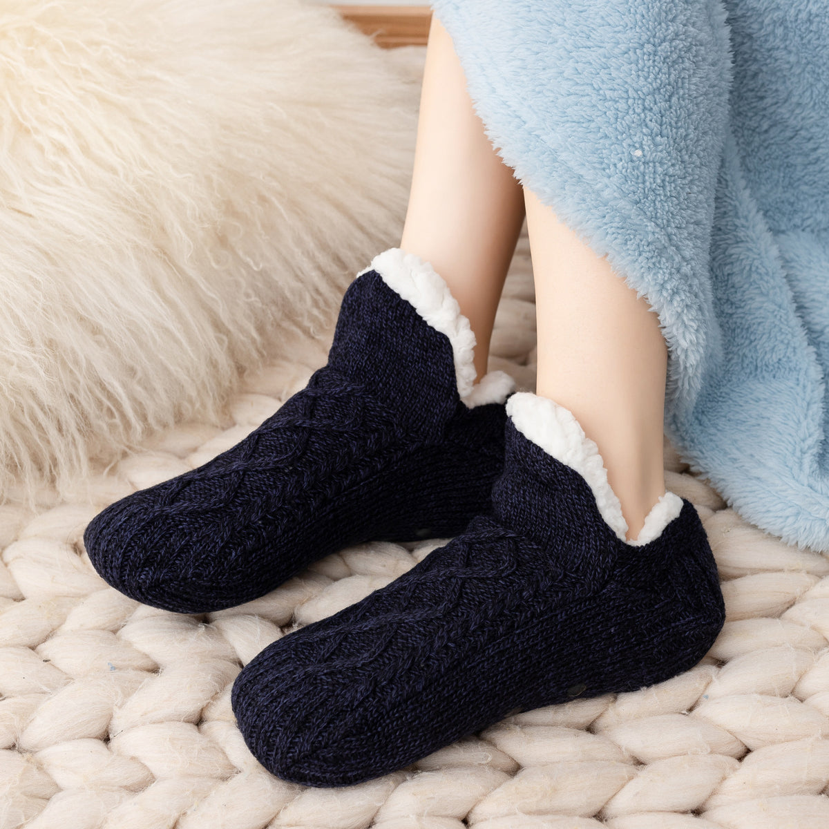 Chaussettes d'Intérieur Polaires Antidérapantes