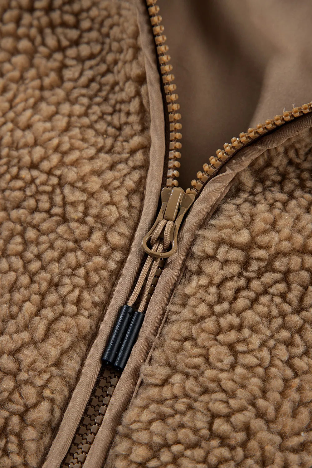 Veste Zippée en Polaire Bouclée à Capuche