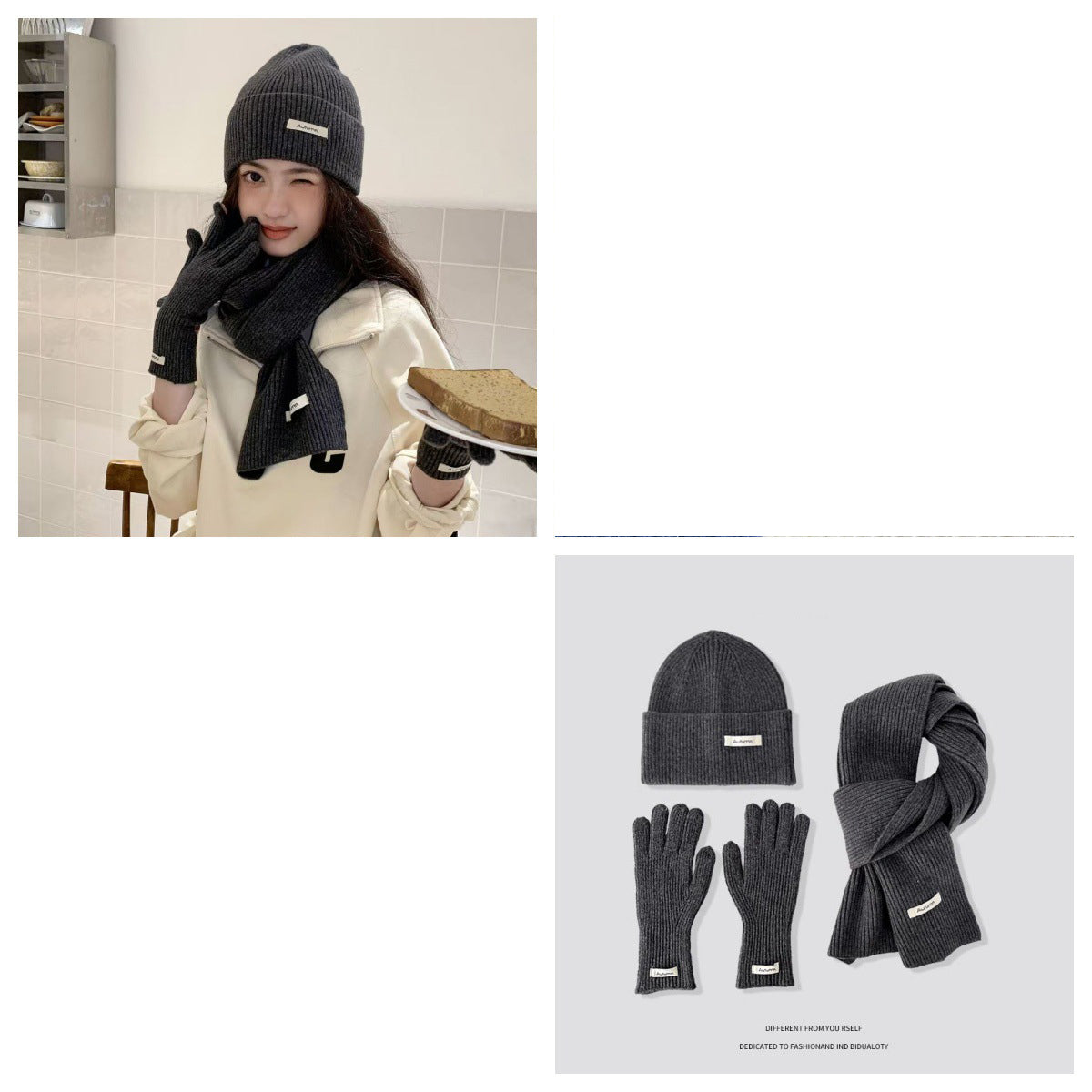 Ensemble Bonnet, Écharpe & Gants en Maille