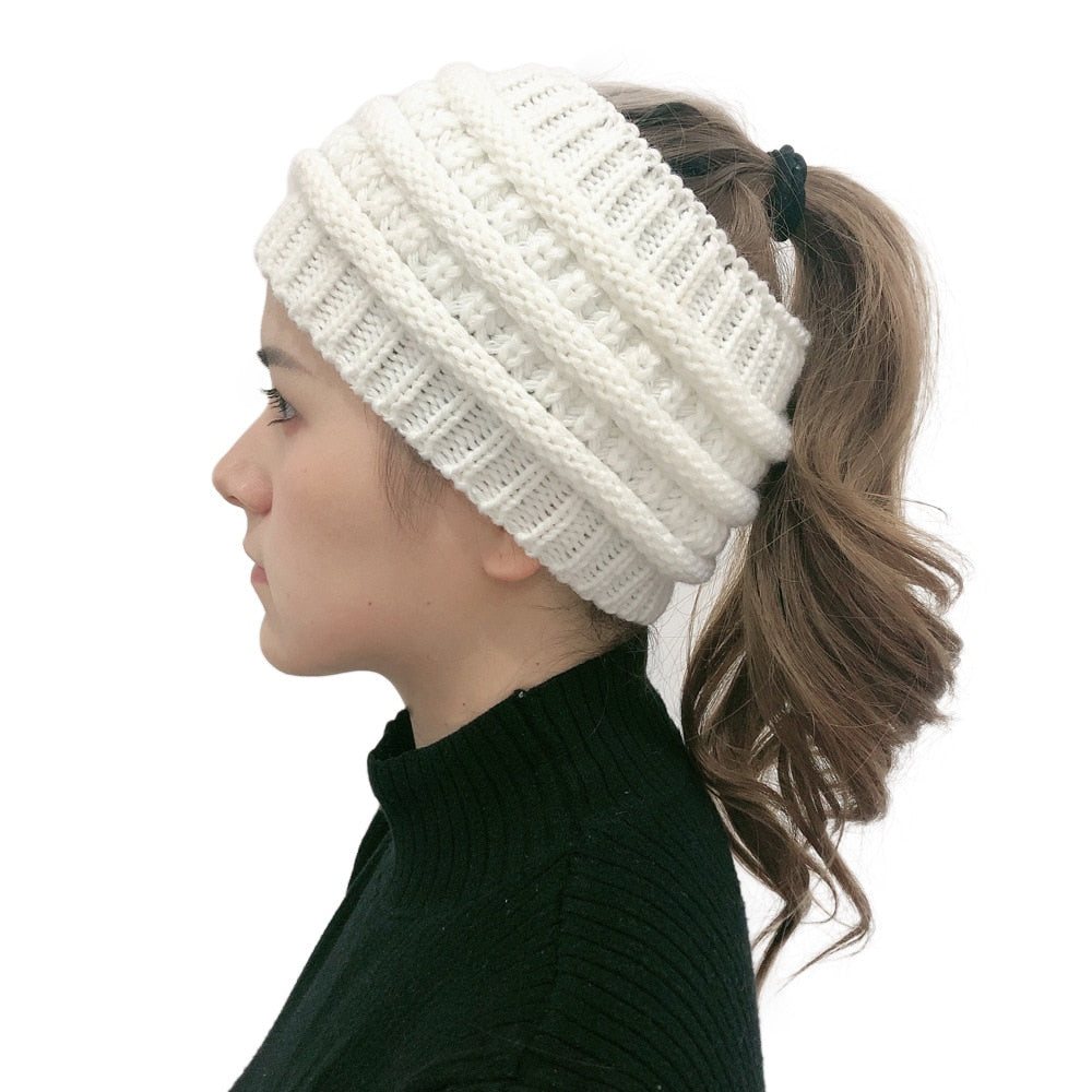 Bonnet Queue-de-Cheval en Maille Extensible Femme