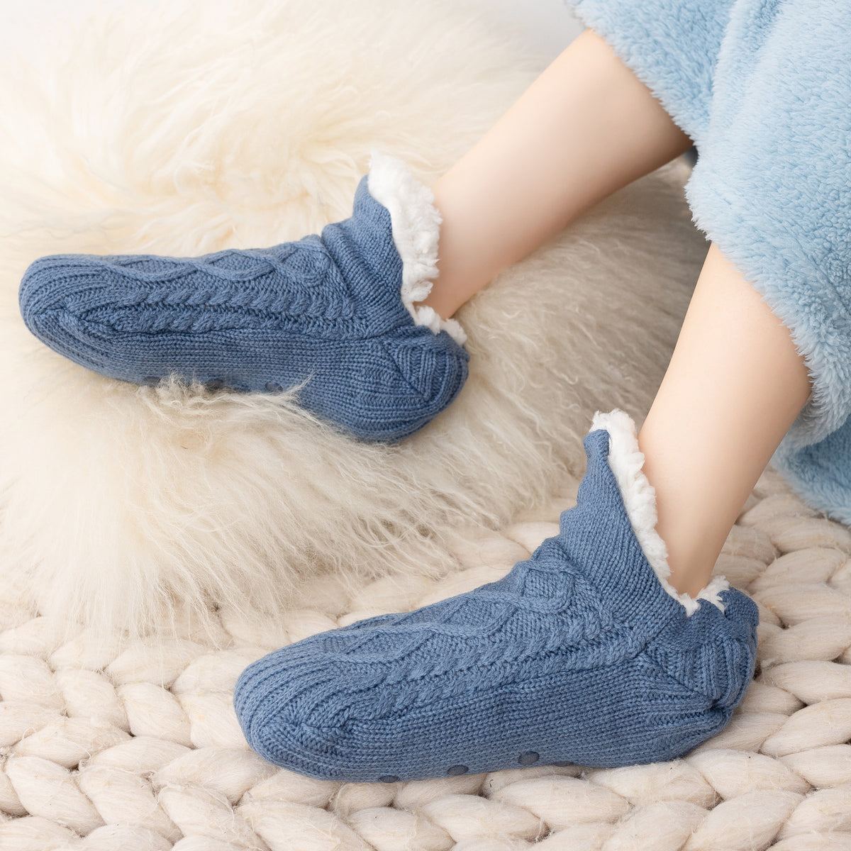 Chaussettes d'Intérieur Polaires Antidérapantes