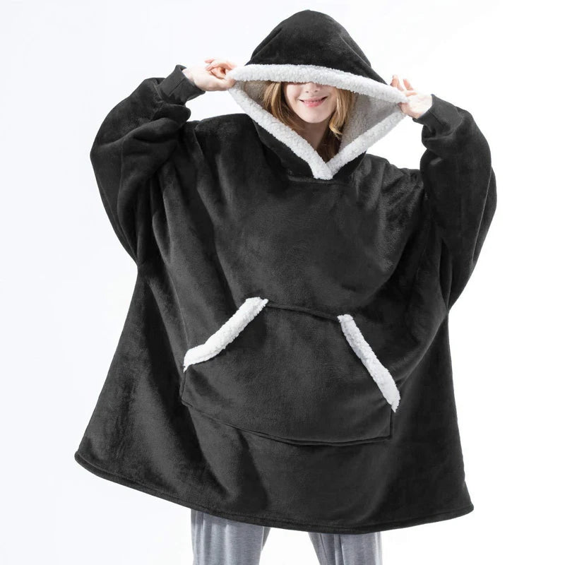 Sweat-Plaid à Capuche en Polaire Sherpa