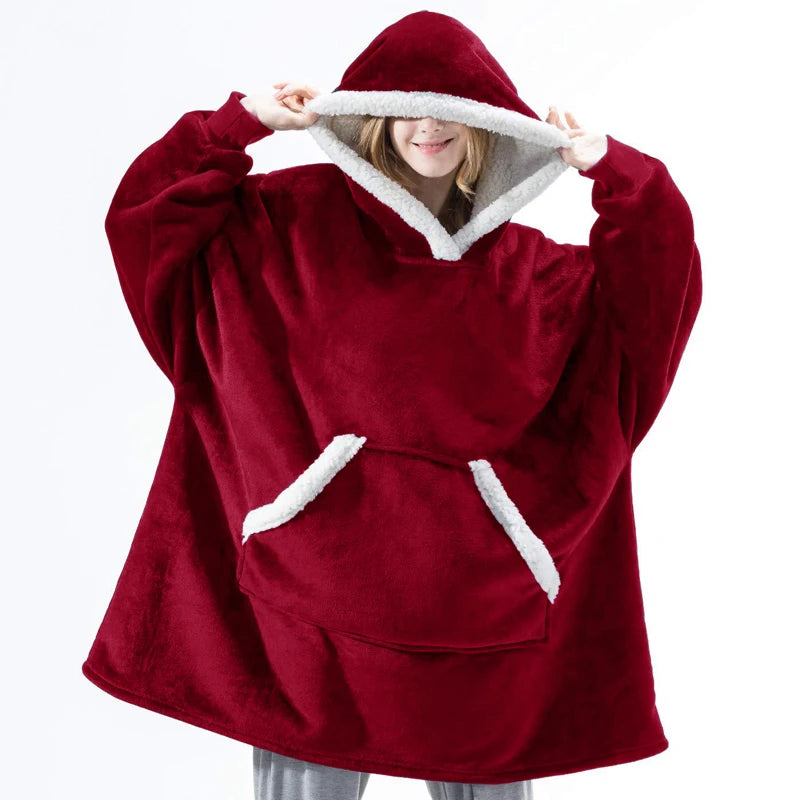 Sweat-Plaid à Capuche en Polaire Sherpa